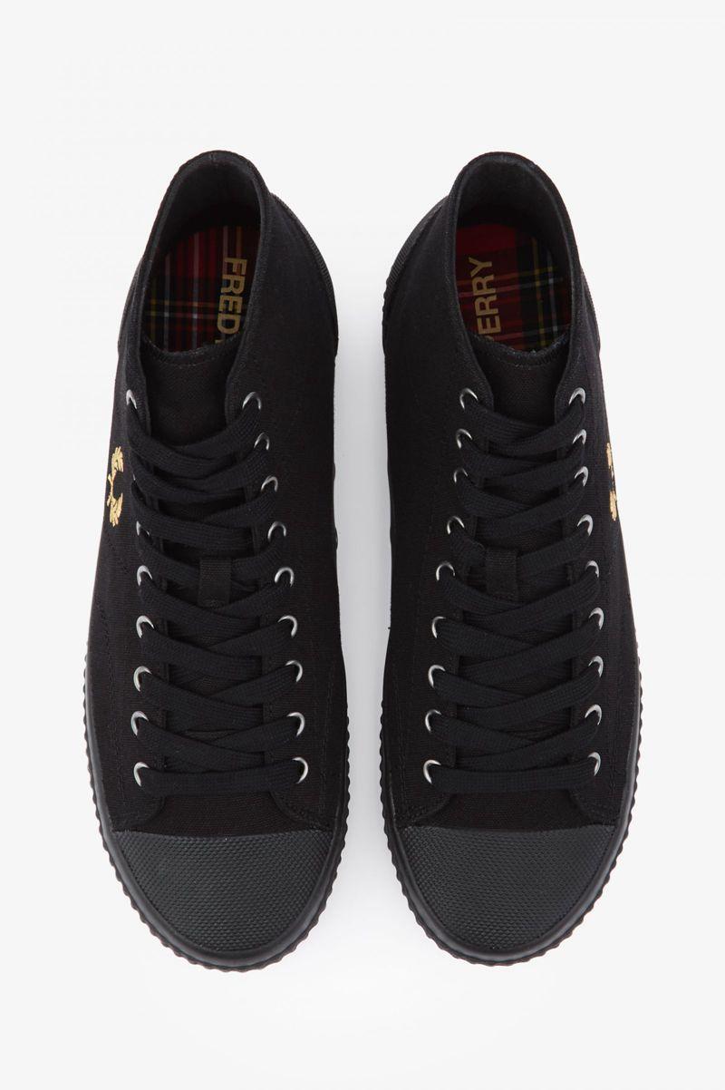 Black Fred Perry Hughes Mid Men's Shoes | PH 1137VRWD